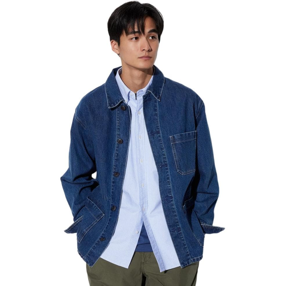 Джинсовая куртка UNIQLO Куртки и Пальто Унисекс Джинсовый Синий - изображение 4