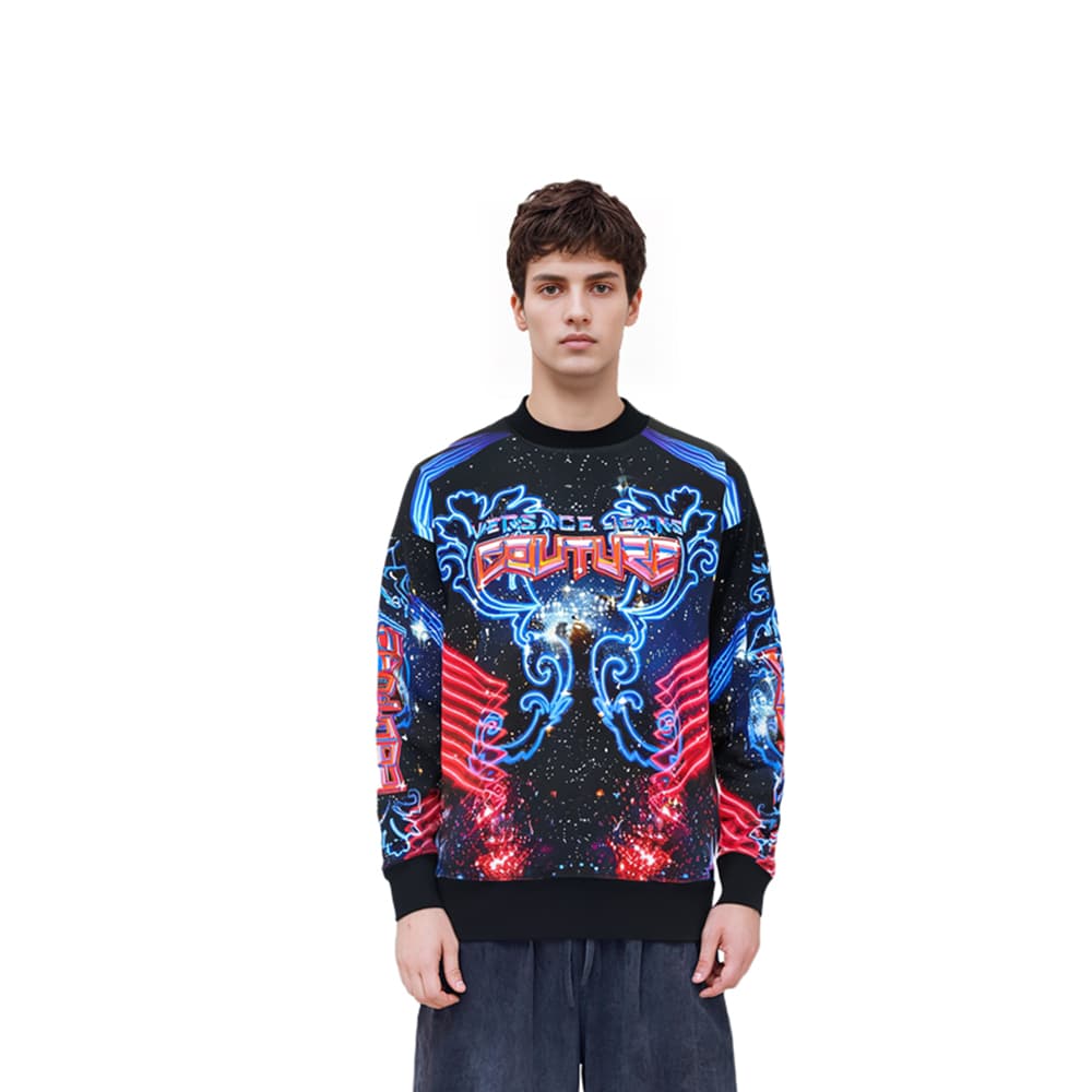 Кофта Versace Jeans Couture FW22 Letter Print Sweatshirt Black - изображение 7