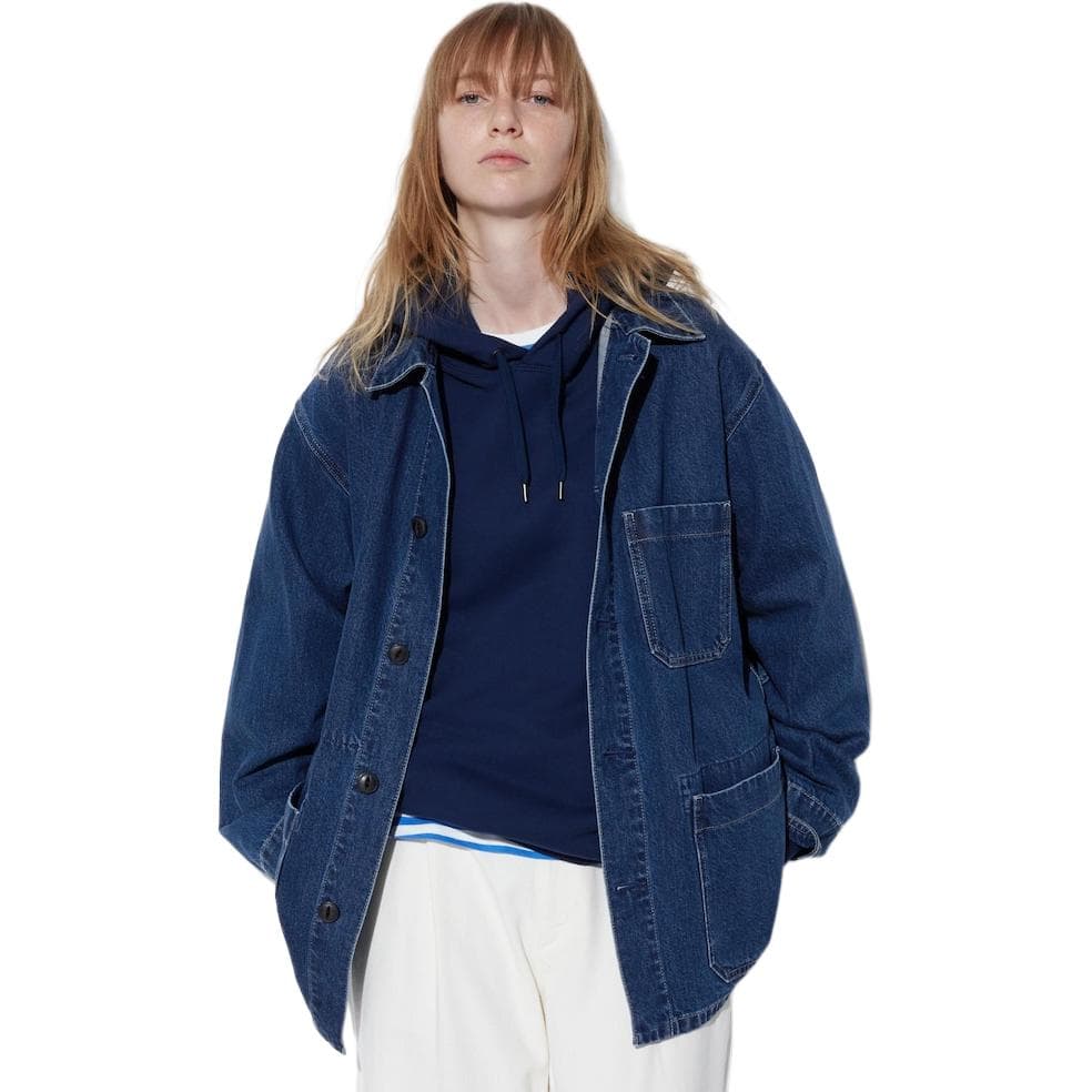 Джинсовая куртка UNIQLO Куртки и Пальто Унисекс Джинсовый Синий - изображение 2