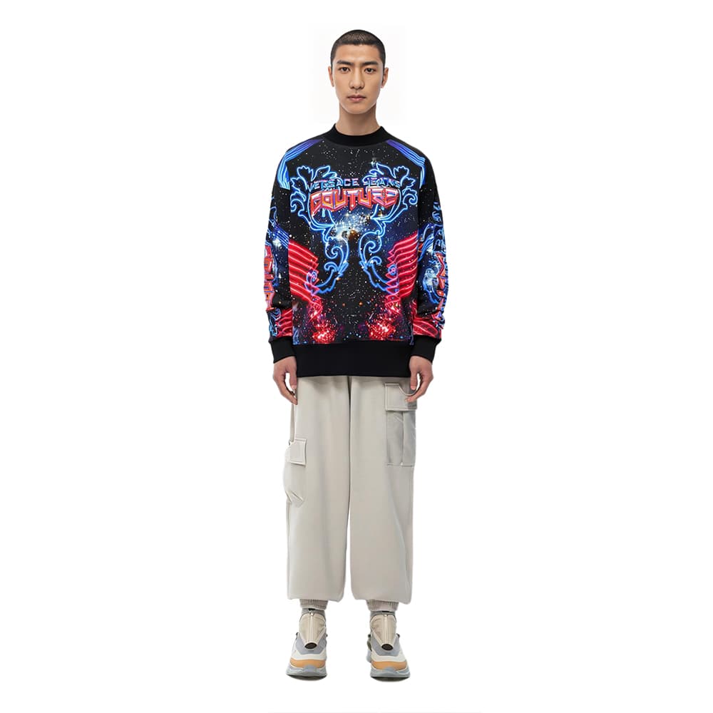 Кофта Versace Jeans Couture FW22 Letter Print Sweatshirt Black - изображение 4