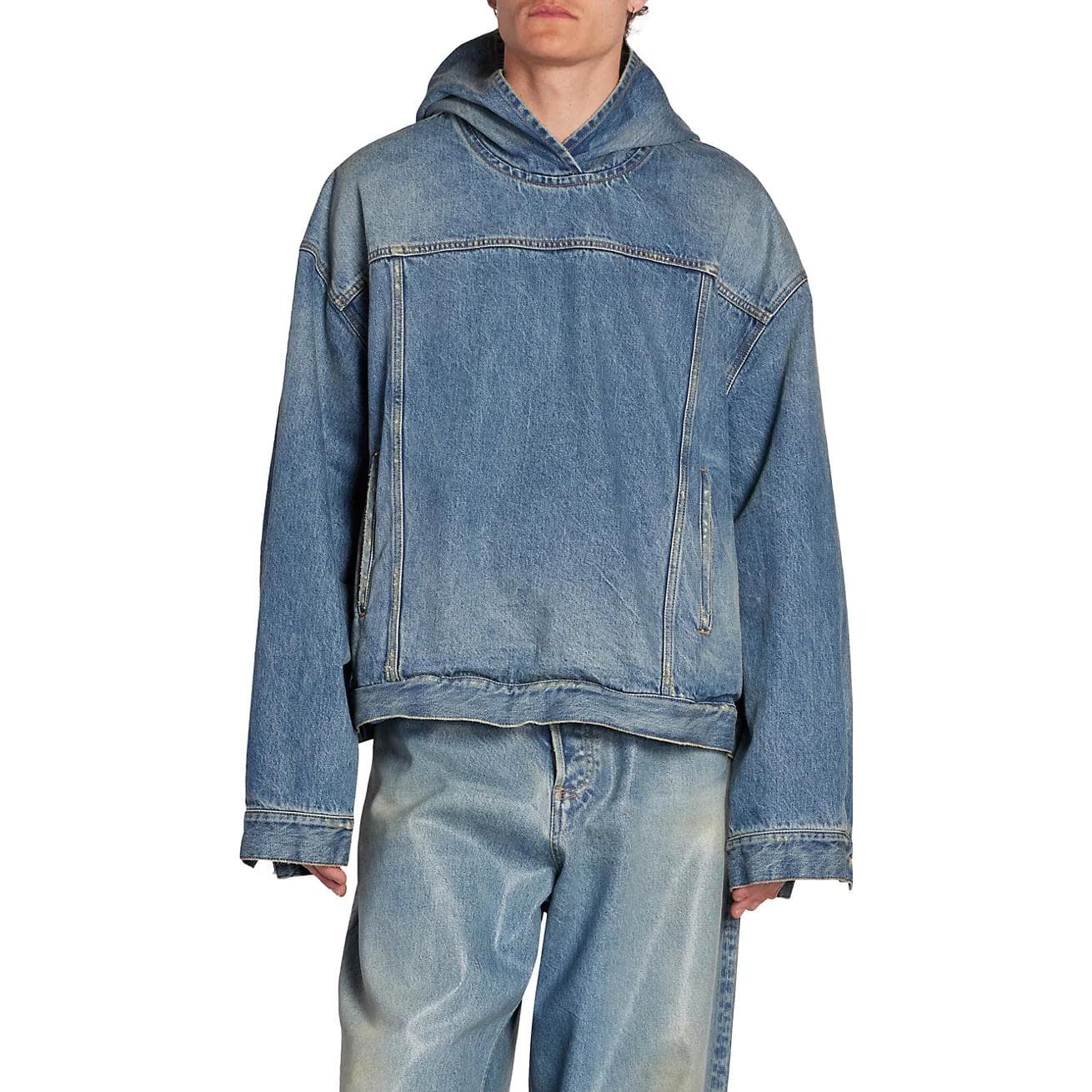 Куртка Balenciaga FW22 Denim Hoodie Jacket Blue - изображение 3
