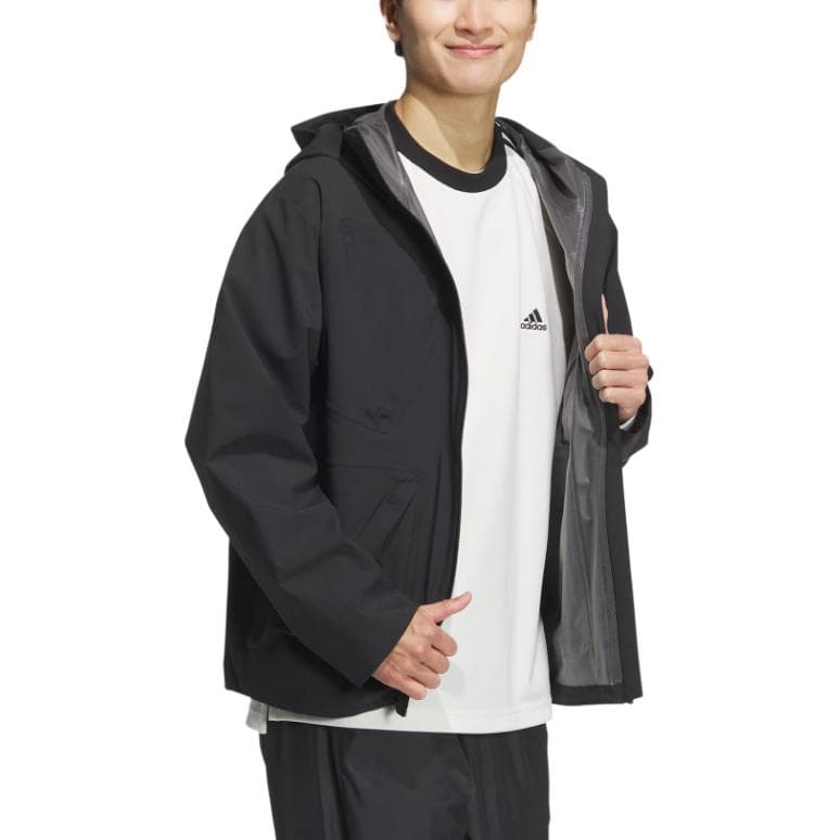 Куртка Adidas Tech Rain Куртка Куртки Пальто Мужской Черный - изображение 3