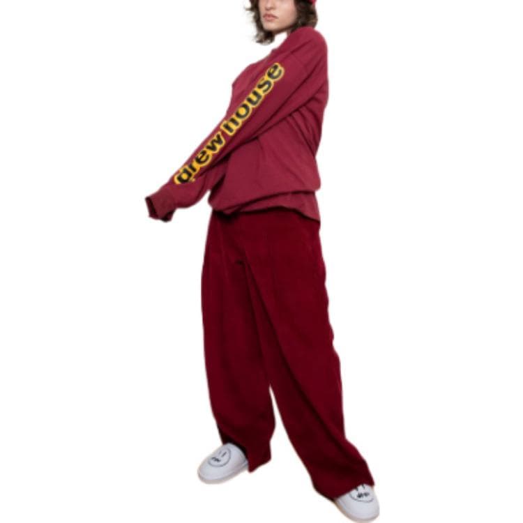 Футболка Drew House ls hug tee drew house Burgundy FW22 LogoT - изображение 4