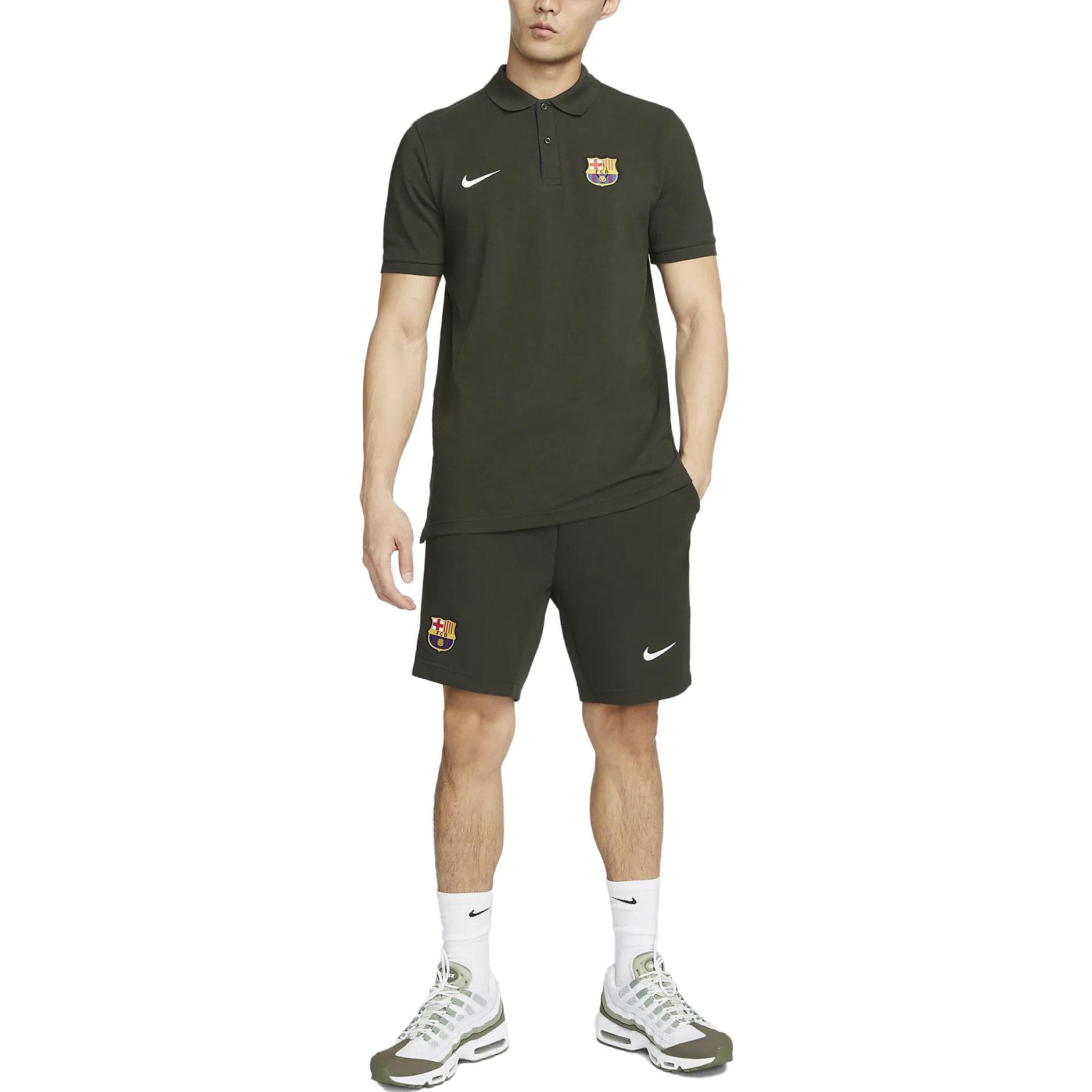 Тренировочные штаны Nike FC Barcelona Tech Fleece Olive - изображение 3