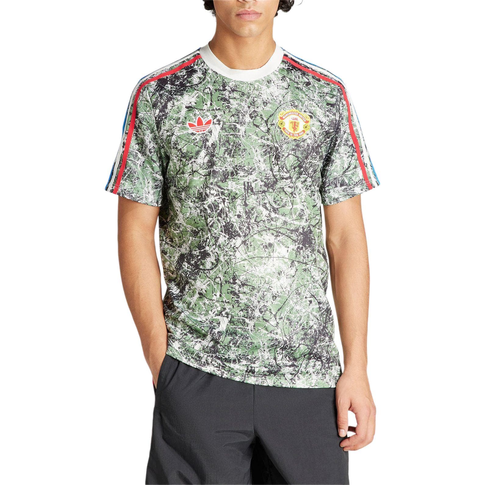 adidas Originals Manchester United Training Striped Tee Green - изображение 3