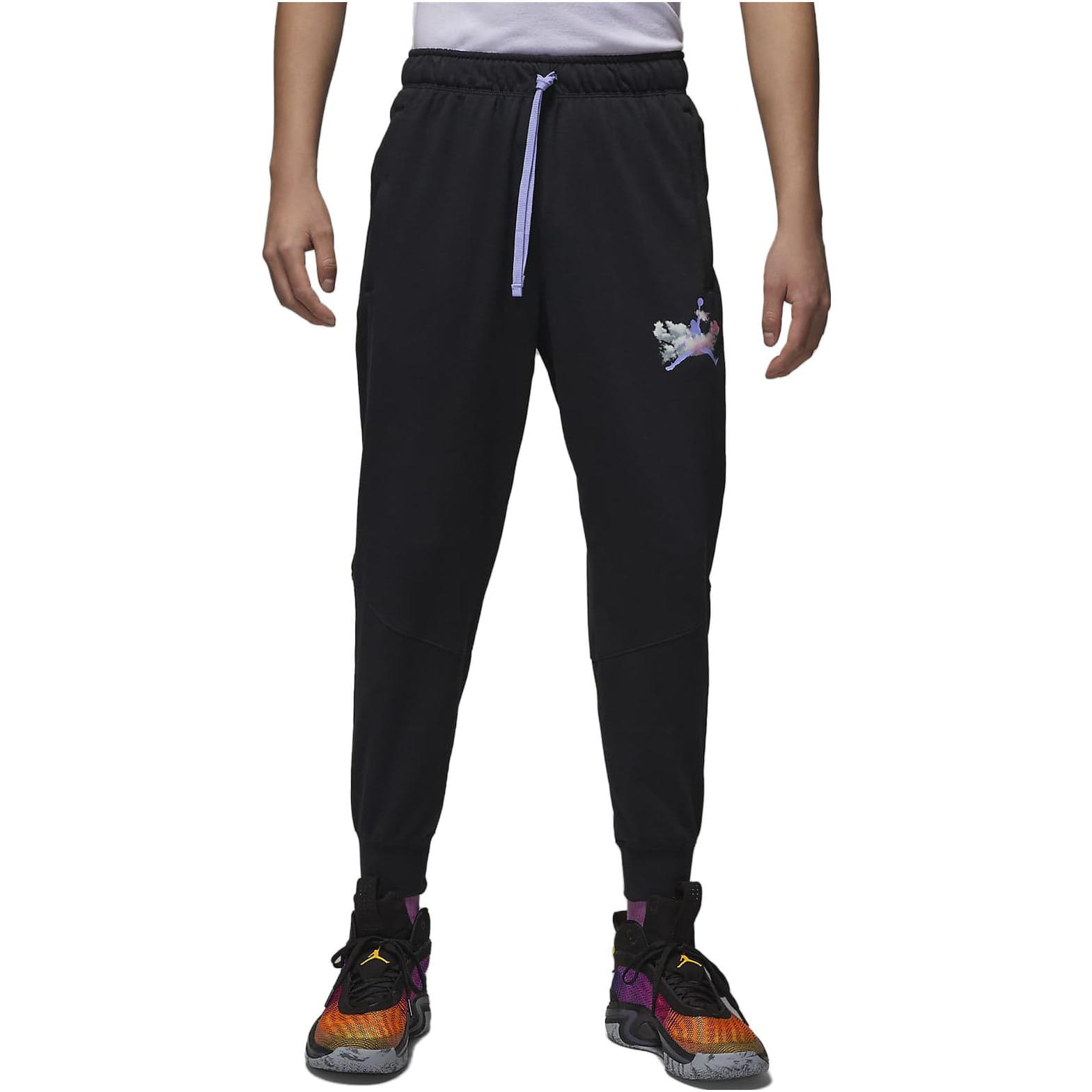 Штаны Jordan Dri-FIT Dongdan Спортивные брюки с принтом логотипа, быстросохнущие, с эластичным манжетом, вязаные, мужские, черные - изображение 4