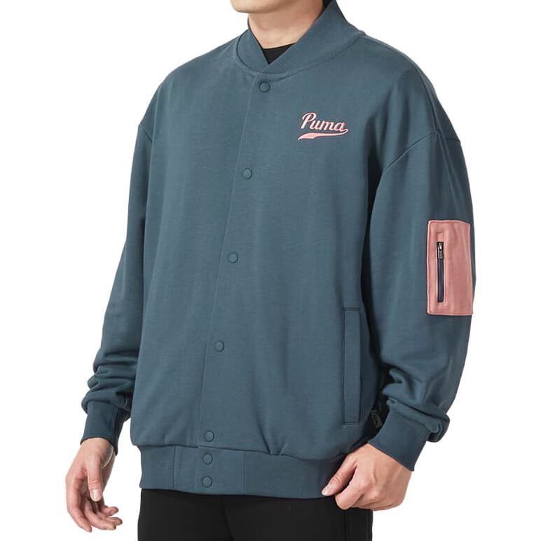Куртка PUMA Colorblock Letter Print Jacket Green - изображение 4
