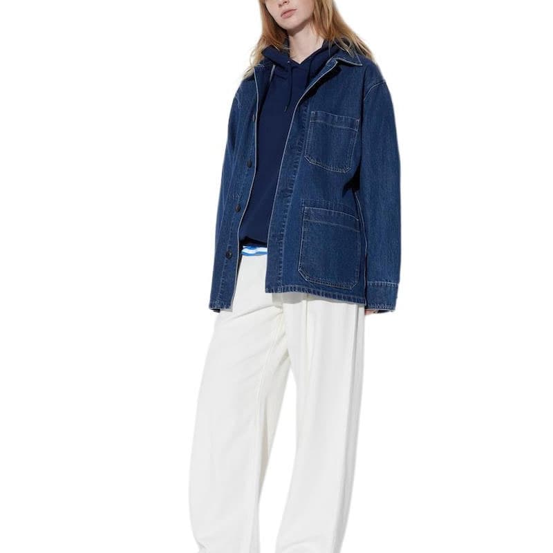 Джинсовая куртка UNIQLO Куртки и Пальто Унисекс Джинсовый Синий - изображение 3