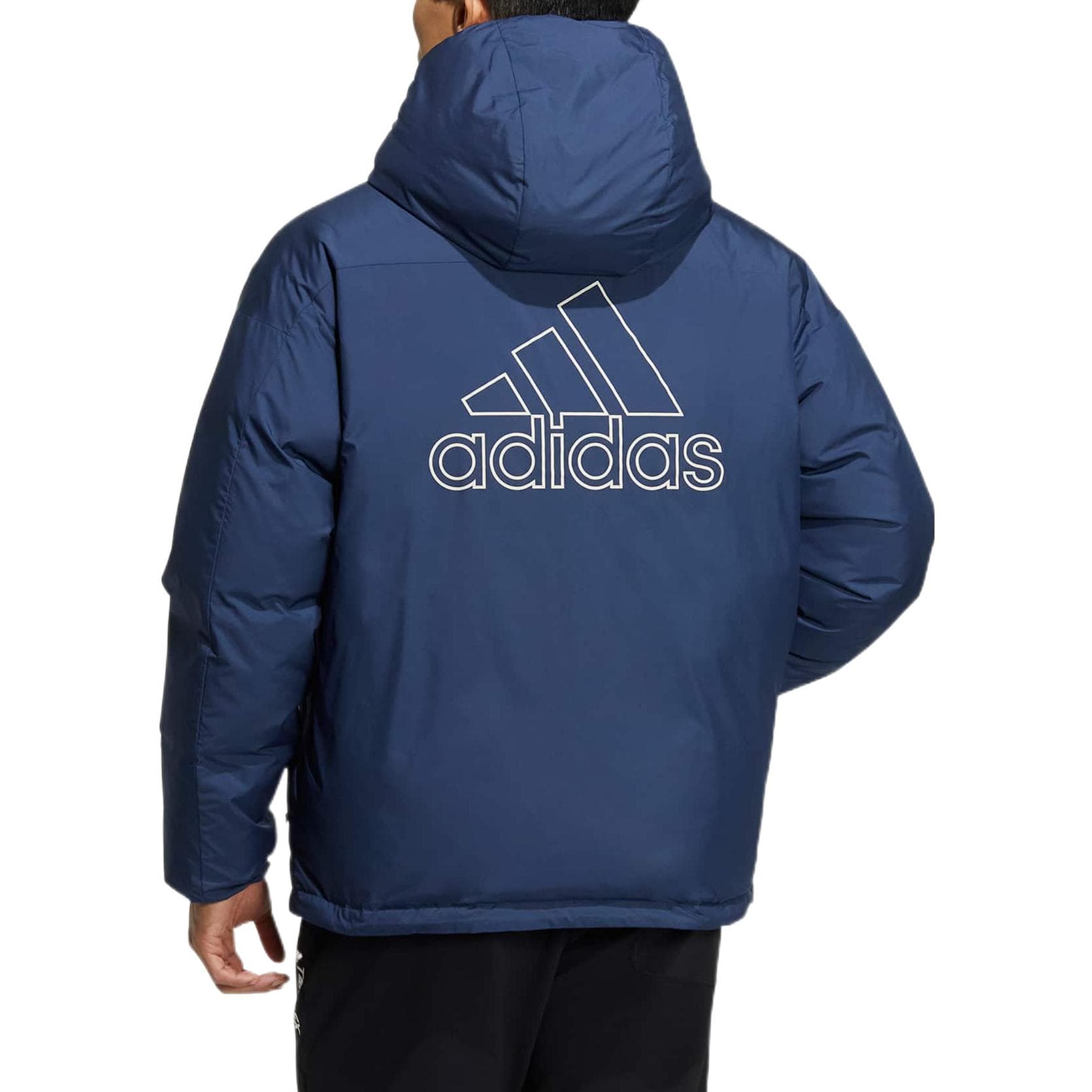 Зимняя куртка adidas Logo Print Hooded Down Jacket Blue - изображение 4