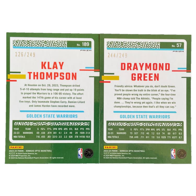 Коллекционные карточки PANINI x Klay Thompson x Draymond Green 2023-24 Optic Warriors Circle Die-Cut Trading Cards 2-Pack Спортивные карты - изображение 2