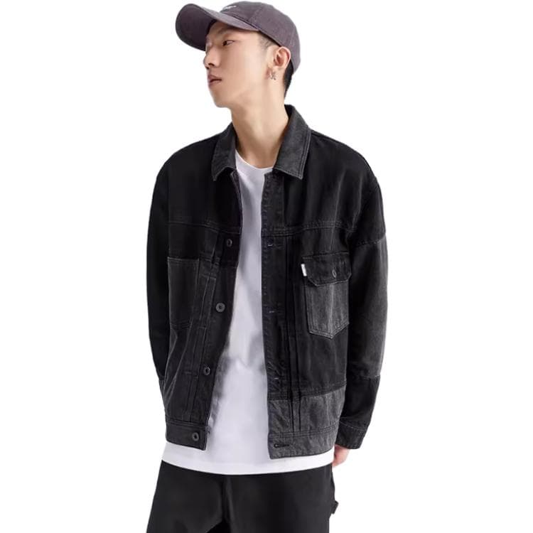 Джинсовая куртка PEACEBIRD MEN Colorblock Denim Jacket Black - изображение 3