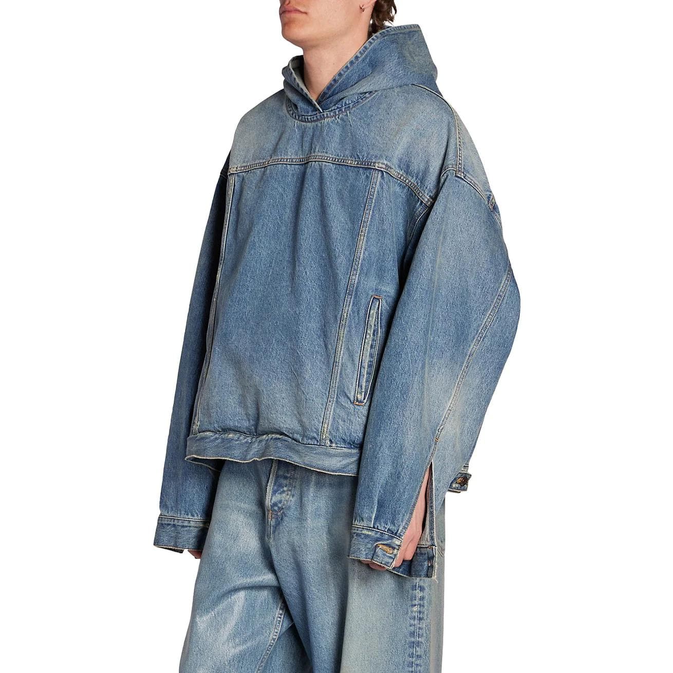 Куртка Balenciaga FW22 Denim Hoodie Jacket Blue - изображение 5