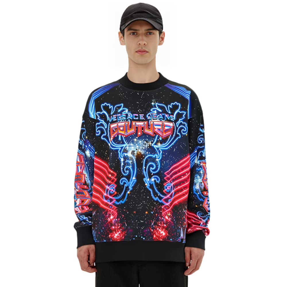 Кофта Versace Jeans Couture FW22 Letter Print Sweatshirt Black - изображение 8