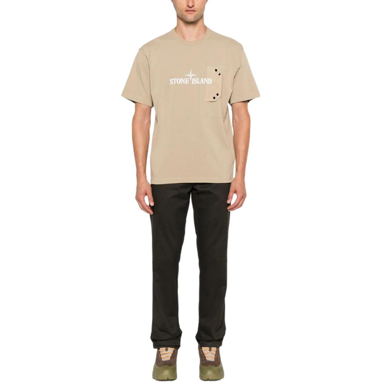 Футболка STONE ISLAND T-Рубашка Мужская Бежевая - изображение 2