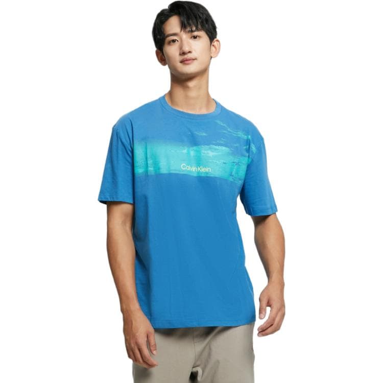 Футболка Calvin Klein Мужские синие T-рубашки - изображение 3