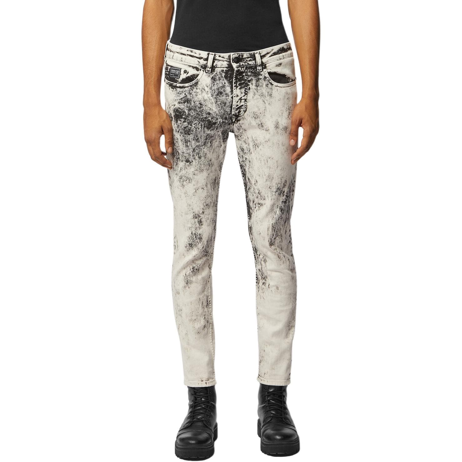Штаны Versace Jeans Couture Bleached Slim Low-Rise Jeans White — фото 3