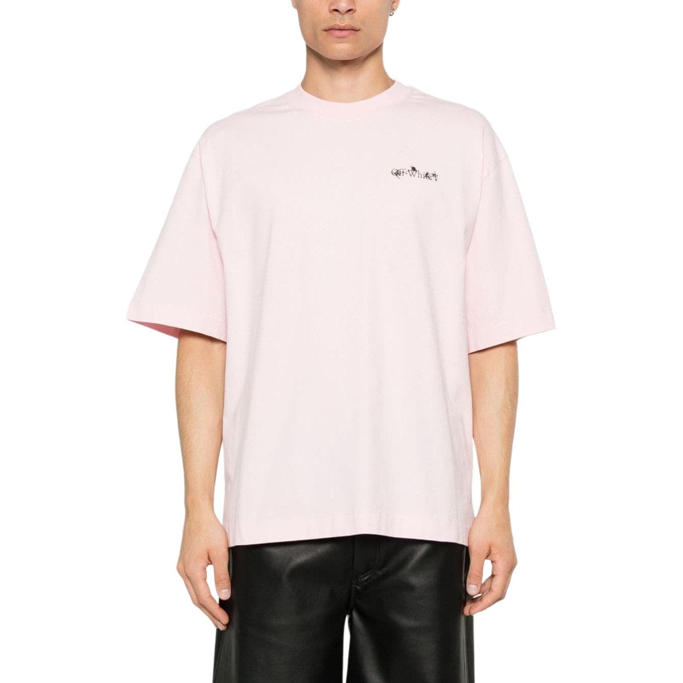 Футболка OFF-WHITE Футболка с круглым вырезом и принтом с логотипом и буквами, обычный крой, мужская, розовая - изображение 3