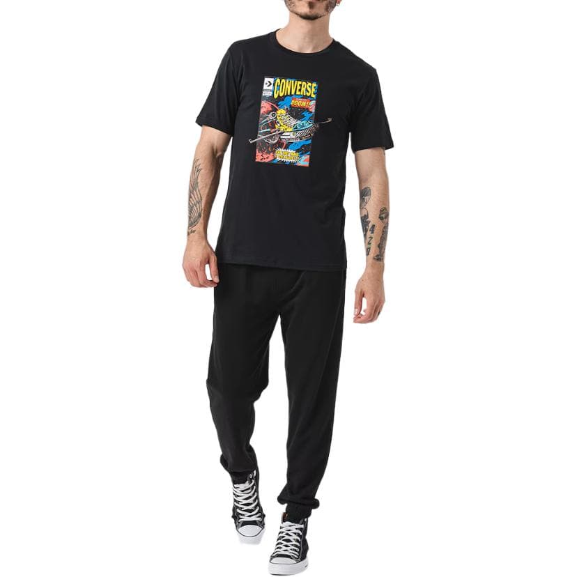 Футболка Converse Comic Cover Mens Black T-shirt with comic print, круглый вырез, пуловер, короткий рукав - изображение 2