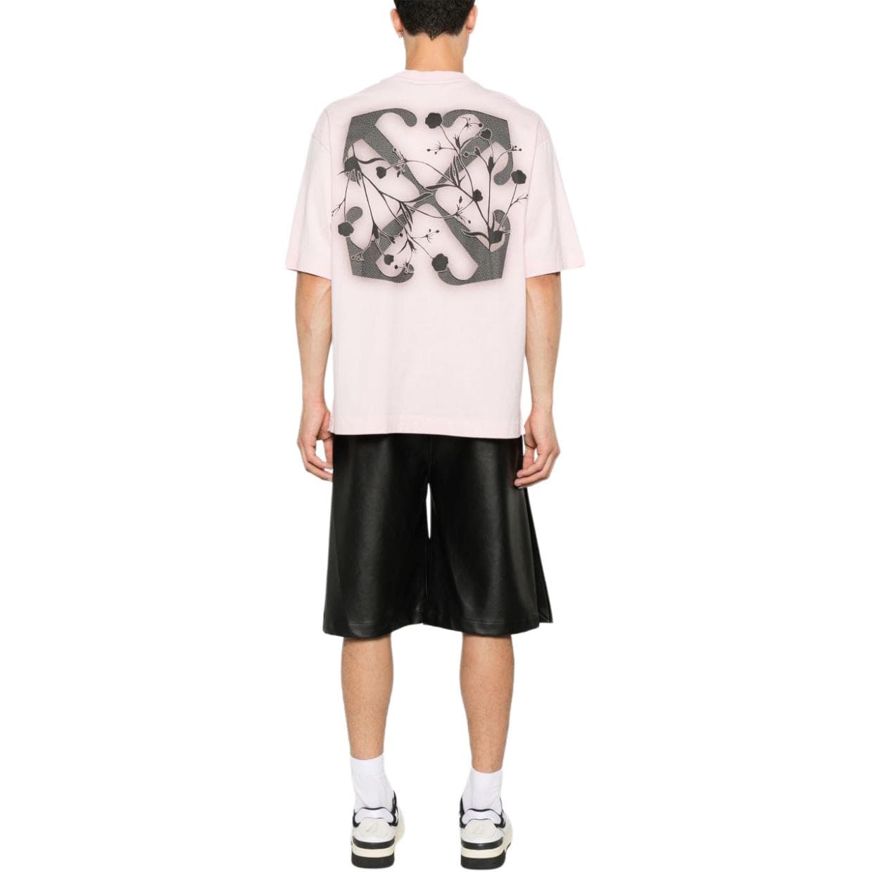 Футболка OFF-WHITE Футболка с круглым вырезом и принтом с логотипом и буквами, обычный крой, мужская, розовая - изображение 2