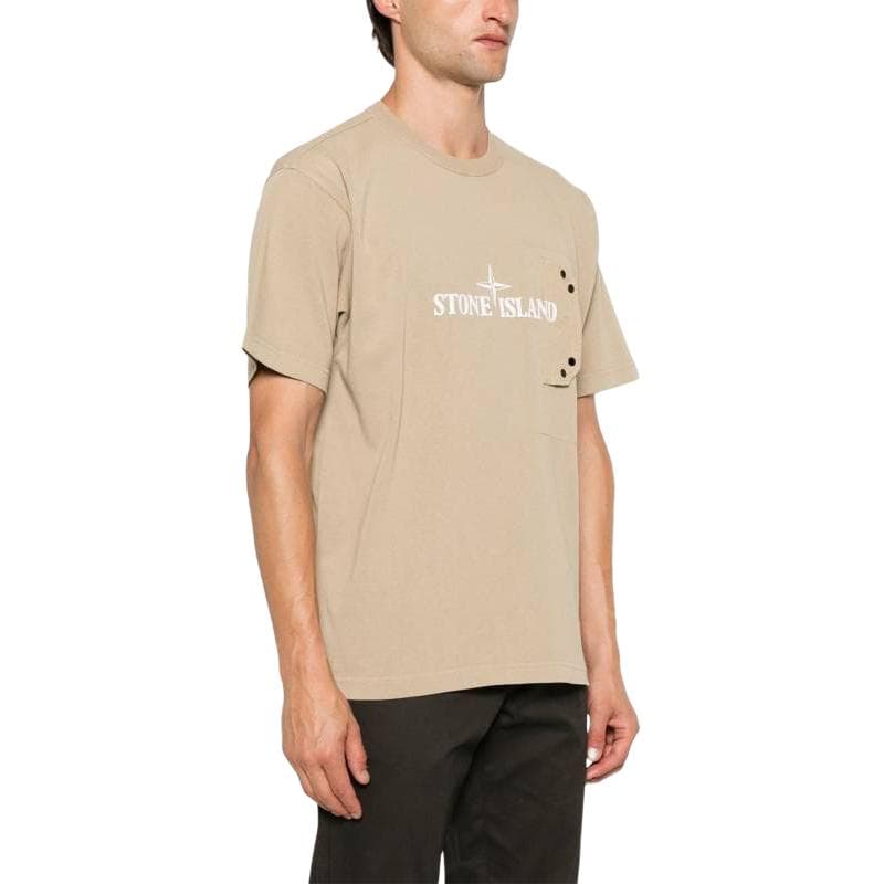 Футболка STONE ISLAND T-Рубашка Мужская Бежевая - изображение 4