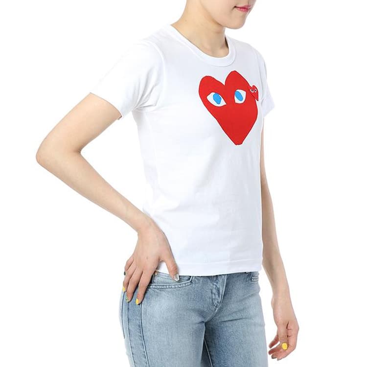 Футболка CDG Play Double Heart T-Shirt White - изображение 7