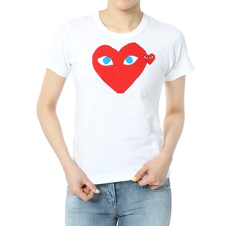 Футболка CDG Play Double Heart T-Shirt White - изображение 4