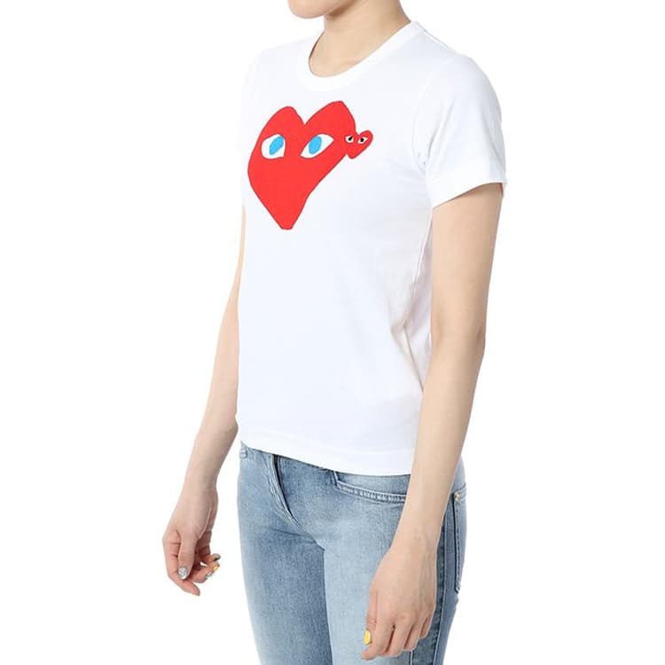 Футболка CDG Play Double Heart T-Shirt White - изображение 6