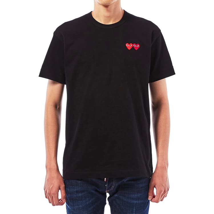 Футболка CDG Play Twin Heart T-Shirt Black - изображение 3