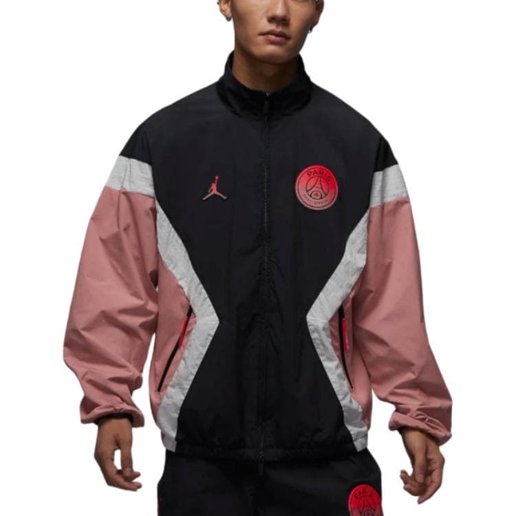 Куртка Jordan Paris Saint Germain FW24 Куртка Мужская Ржаво-розовый Серый черный Парусный белый Инфракрасный красный - изображение 3