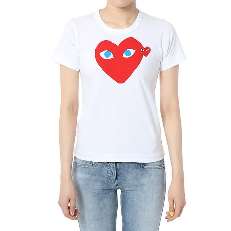Футболка CDG Play Double Heart T-Shirt White - изображение 3
