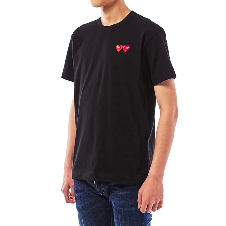 Футболка CDG Play Twin Heart T-Shirt Black - изображение 5