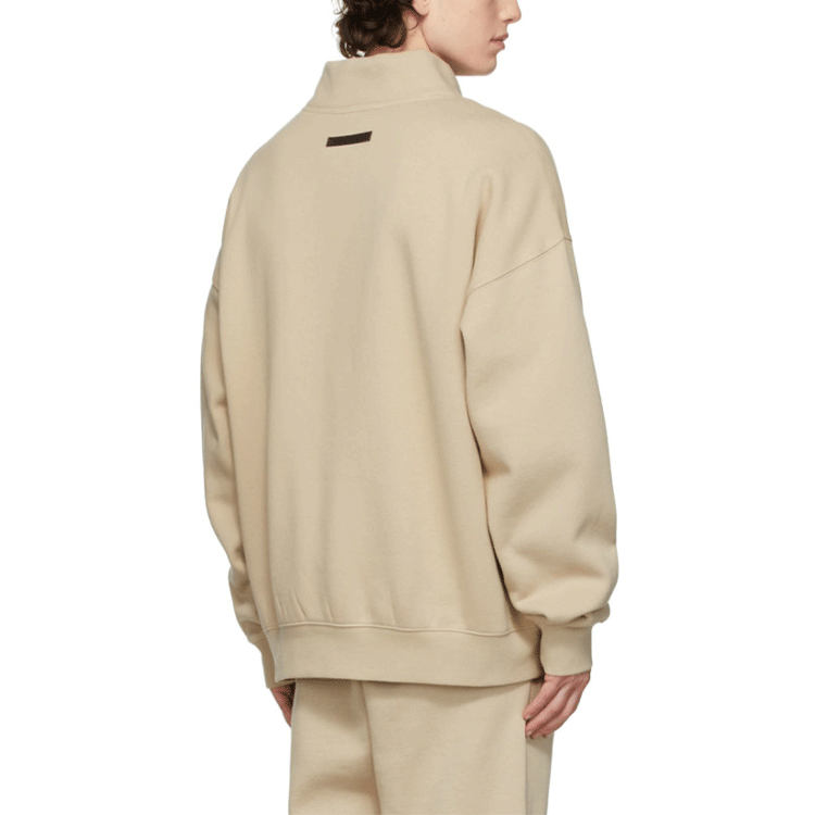 Кофта Fear of God Essentials FW21 Mock Neck Sweatshirt BeigeLinen Logo - изображение 4
