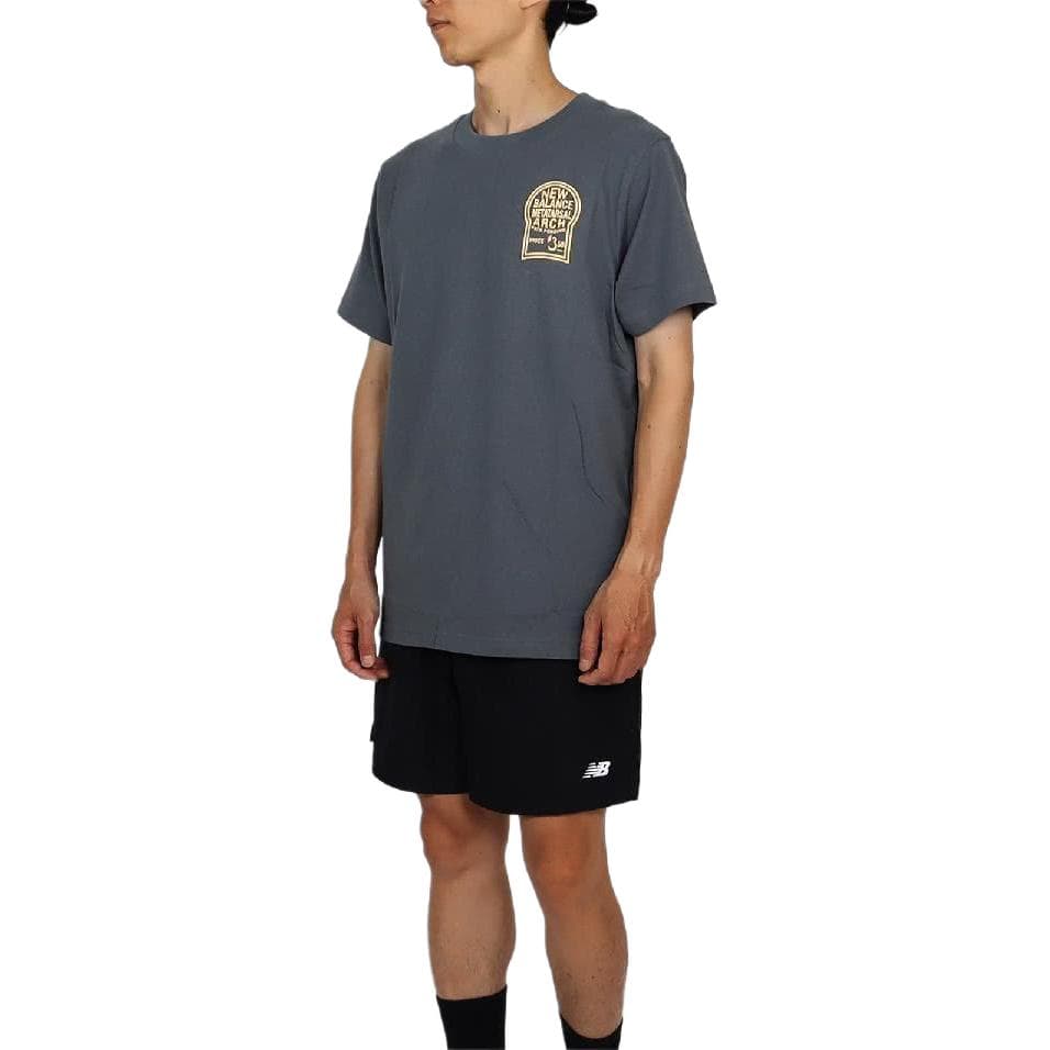 Футболка New Balance Спортивный Essentials Essentials Metatarsal T Рубашка Мужская Серо-оранжевая Желтая - изображение 4