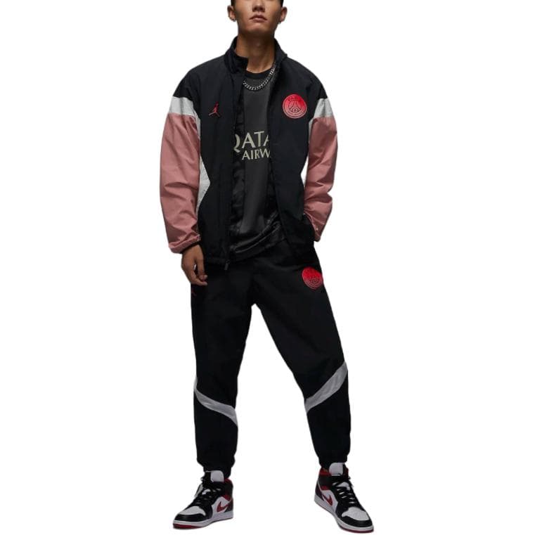 Куртка Jordan Paris Saint Germain FW24 Куртка Мужская Ржаво-розовый Серый черный Парусный белый Инфракрасный красный - изображение 5