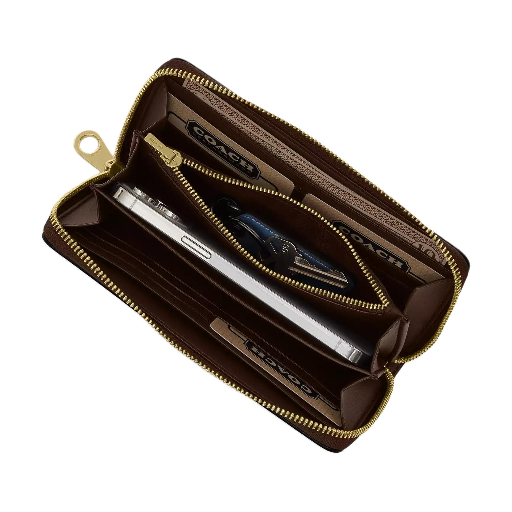 Кошелек Coach Zip Around Покрытый холст Кошельки Женские Орех — фото 4