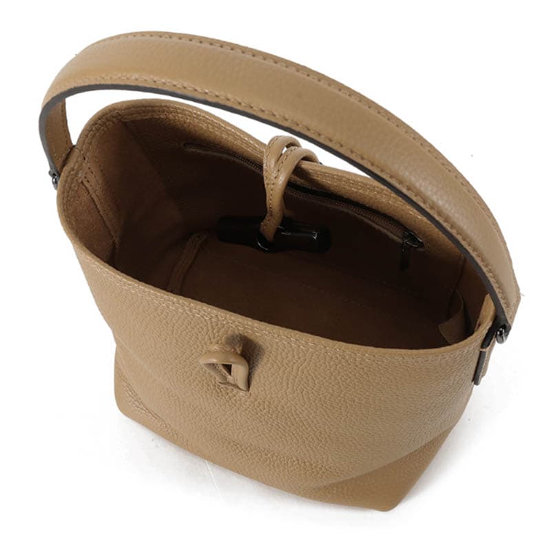 Сумка LONGCHAMP Le Roseau Коровья кожа Ведрообразная сумка через плечо одно плечо мини-версия женский цвет олень - изображение 6