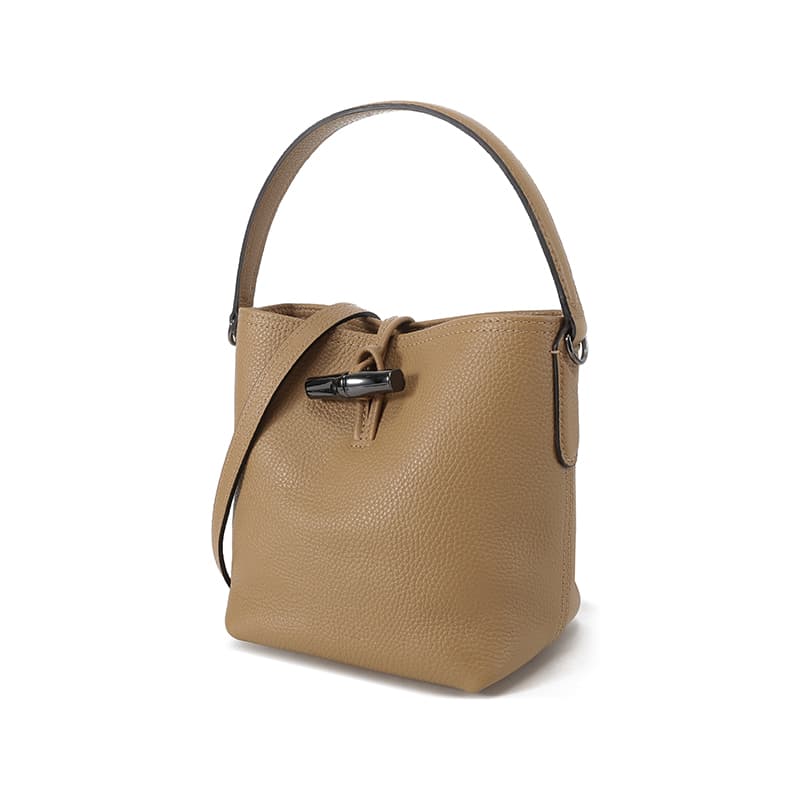 Сумка LONGCHAMP Le Roseau Коровья кожа Ведрообразная сумка через плечо одно плечо мини-версия женский цвет олень - изображение 2