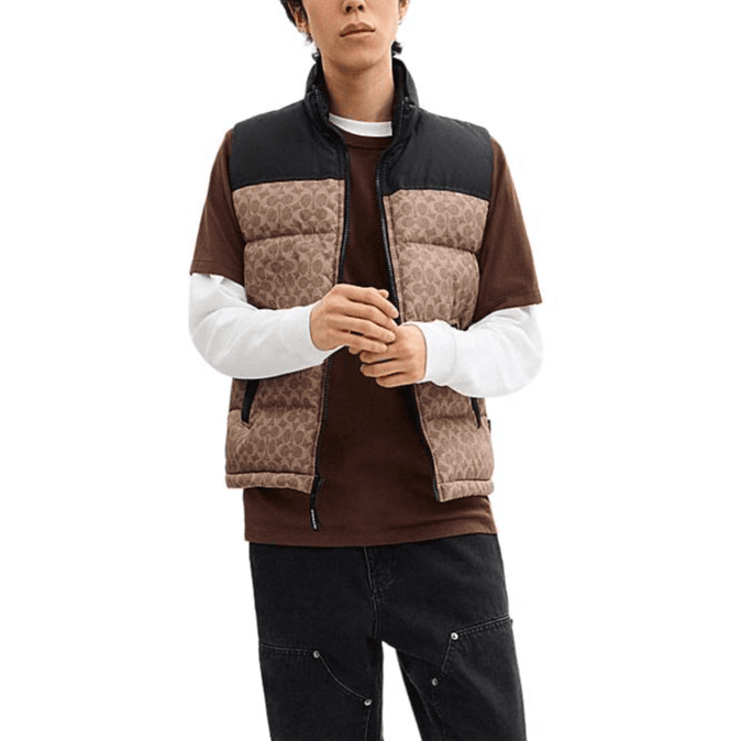 Жилет COACH FW24 Мужской жилет коричневый желтый - изображение 3