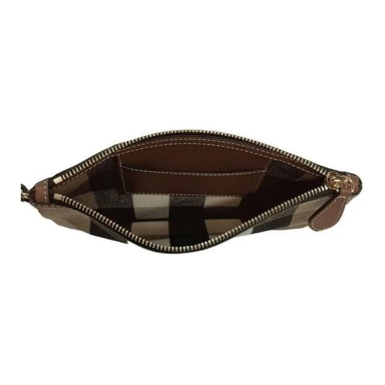 Сумка Burberry Клетчатый Холщовая Сумка-Клатч Женская Коричневая - изображение 4