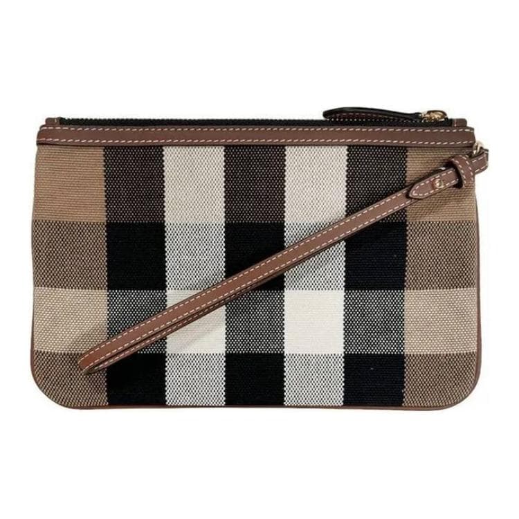 Сумка Burberry Клетчатый Холщовая Сумка-Клатч Женская Коричневая - изображение 3