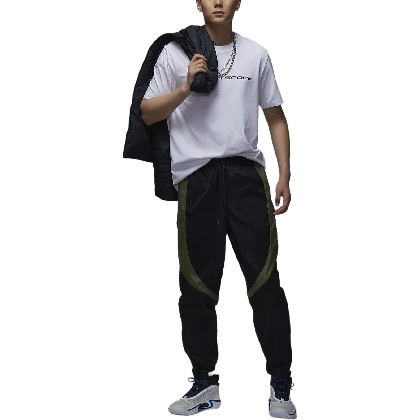 Штаны Jordan Sport Джем Повседневные Штаны Мужские Черные Средне-Оливково-Зеленые Черные - изображение 3