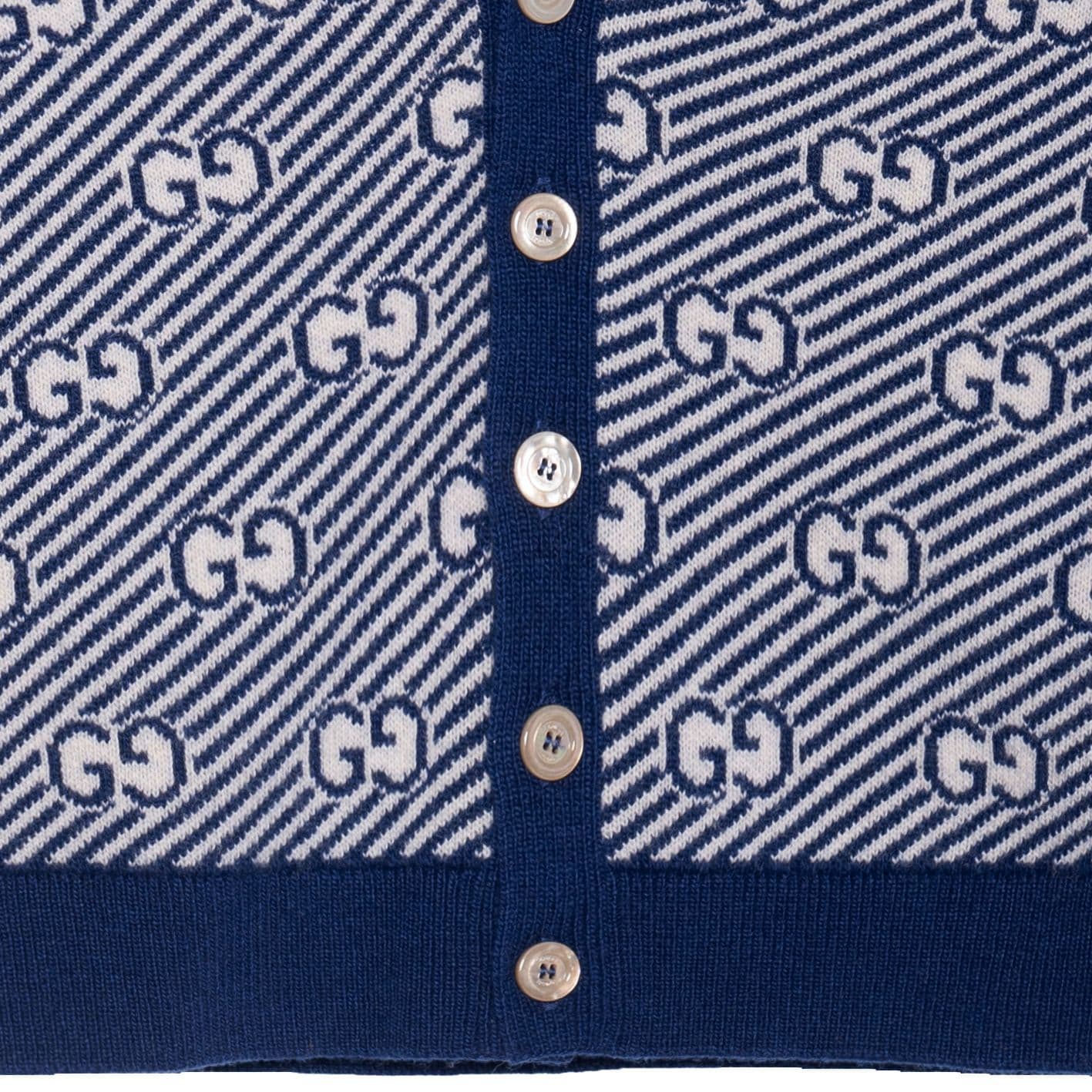 GUCCI FW21 Letter Jacquard V-Neck Wool Cardigan - изображение 4