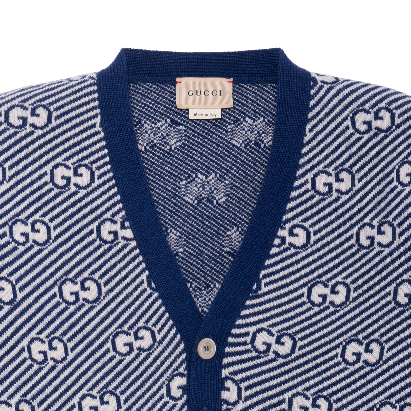 GUCCI FW21 Letter Jacquard V-Neck Wool Cardigan - изображение 5