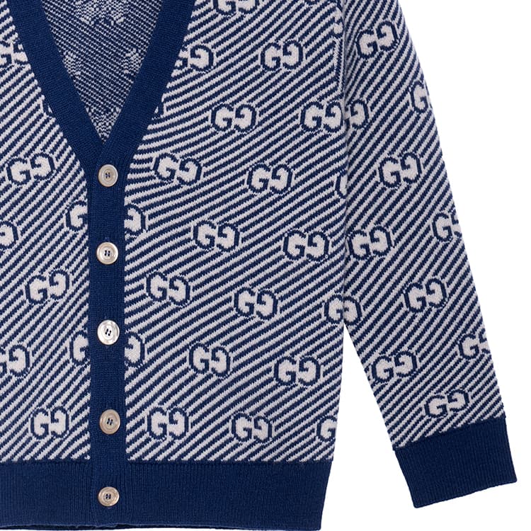GUCCI FW21 Letter Jacquard V-Neck Wool Cardigan - изображение 3