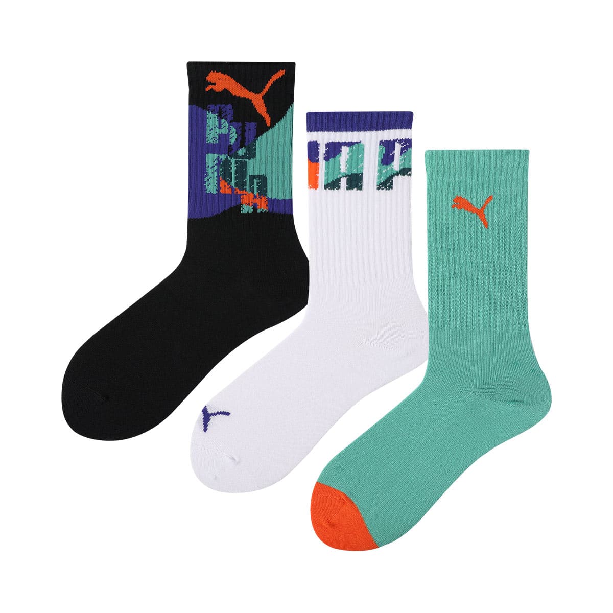 PUMA Черные/зеленые/белые Носки для детей - изображение 2