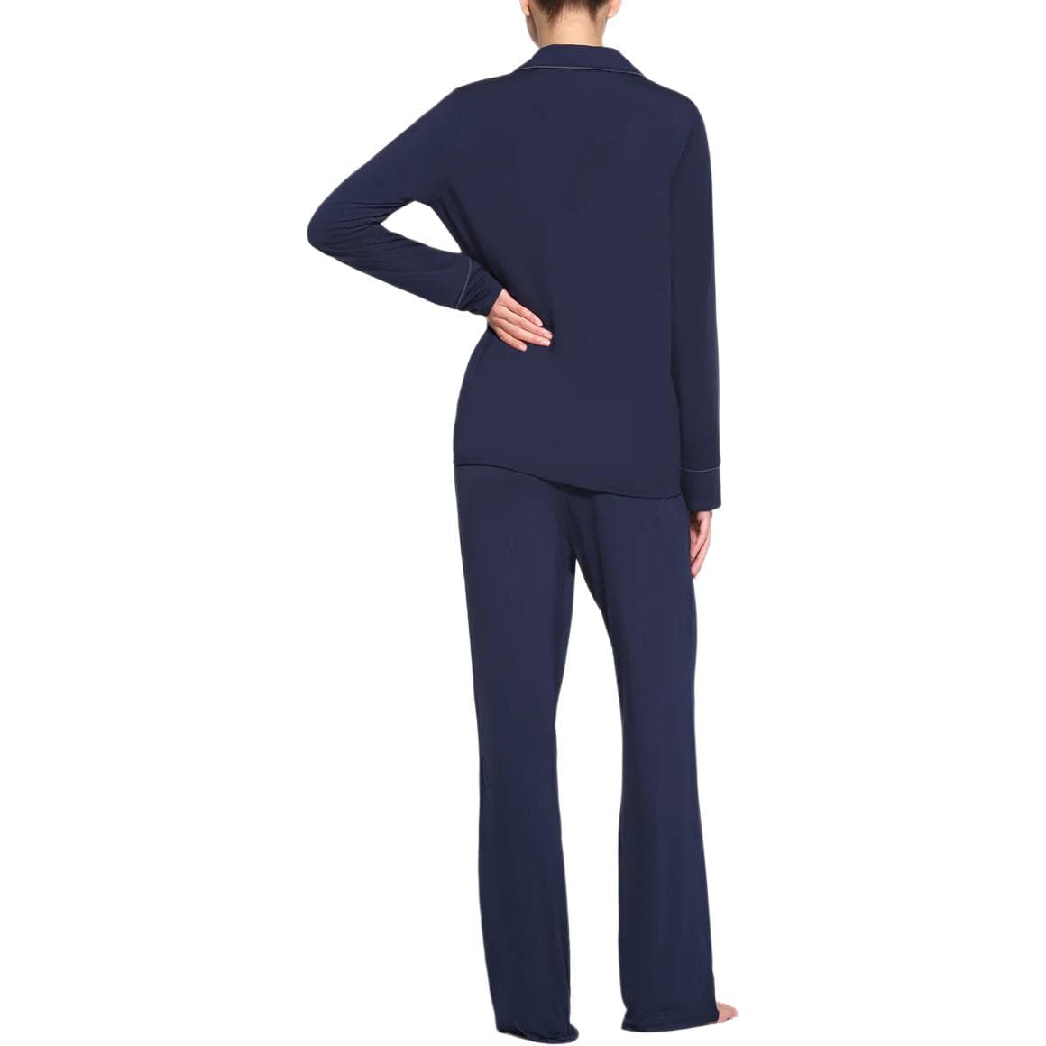 Пижама SKIMS SLEEP LONG SLEEVE BUTTON UP SET NAVY - изображение 3