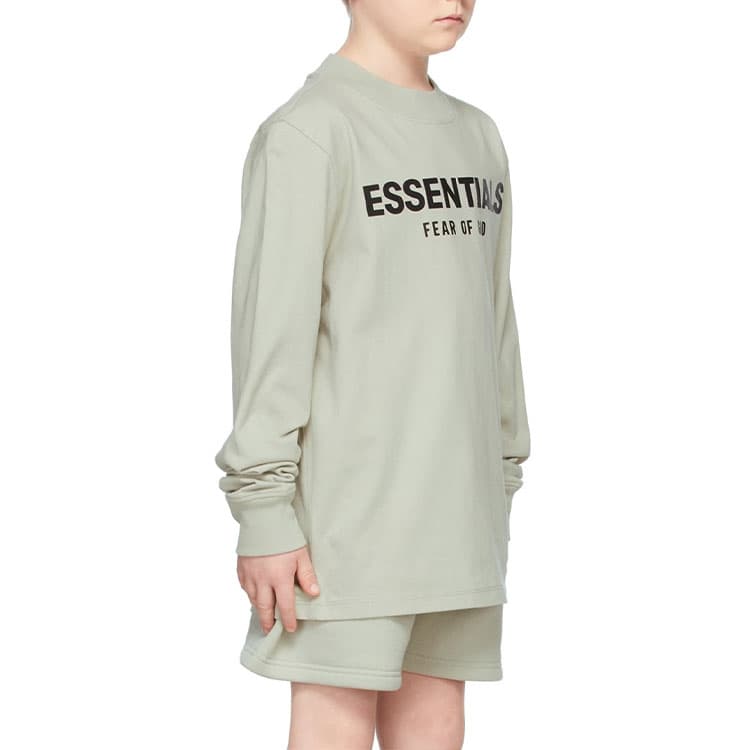Кофта Fear of God Essentials FW21 Kids GreenConcrete Logo Long Sleeve T-Shirt LogoT - изображение 2