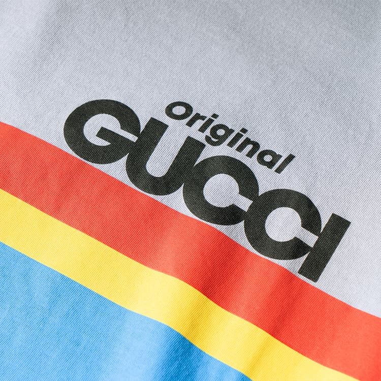 Футболка GUCCI SS22 Letter Print Striped T-Shirt Kids Gray - изображение 6