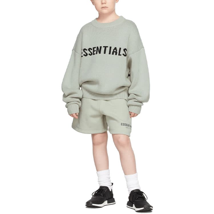Fear of God Essentials FW21 Kids GreenConcrete Pullover Sweater Logo - изображение 4