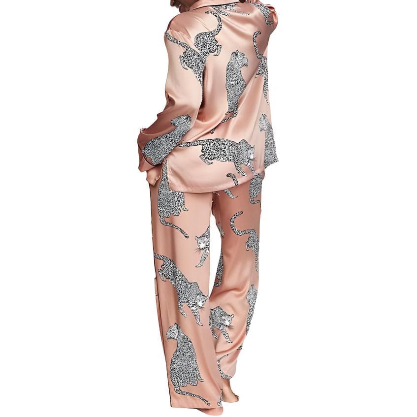 Пижама Victoria's Secret Satin Long Pajama SetEvening Blush Leopards - изображение 2